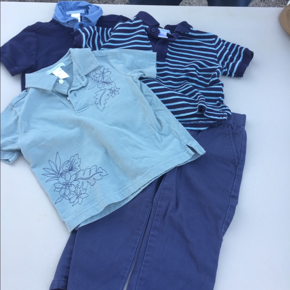Boys Spring pants with 3 short sleeves polos